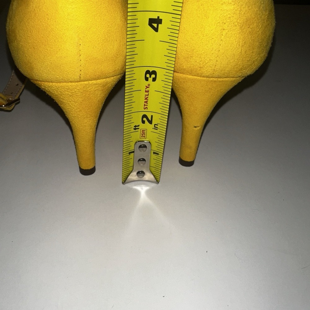 Lauren Ralph Lauren Yellow Glinda 3" Heels Leather Ankle Wrap Womens Sz 9.5B *R* - Picture 9 of 11